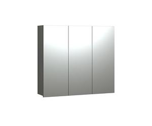 trendteam smart living - PureBliss - Armoire à Miroir - Anthracite/chêne Evoke - Aspect rainuré - 9 Compartiments + 6 étagères - (l x H x P) 90 x 80 x 20 cm - Porte Centrale à Monter à Gauche et à