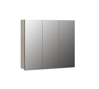 trendteam smart living - PureBliss - Armoire à Miroir - Cachemire Gris Clair - Aspect rainuré - 9 Compartiments + 6 étagères - (l x H x P) 90 x 80 x 20 cm - Porte Centrale à Monter à Gauche et à