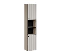 trendteam smart living - PureBliss - Armoire Haute - Cachemire Gris Clair - Aspect rainuré - 2 Compartiments Ouverts + 4 étagères - (l x H x P) 40 x 186 x 31 cm - Armoire de Salle de Bain avec