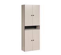 trendteam smart living - PureBliss - Armoire Haute - Gris Clair - Large Armoire de Salle de Bain avec Aspect rainuré - (l x H x P) 70 x 186 x 31 cm - Armoire de Salle de Bain avec poignées élégantes