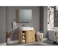trendteam smart living - PureBliss - Ensemble de Meubles de Salle de Bain - Chêne avec Aspect rainuré - Meubles de Salle de Bain avec poignées en métal élégantes - 90 x 186 x 53 cm - Meuble