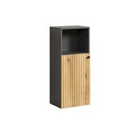 trendteam smart living - PureBliss - Meuble Bas - Anthracite/chêne - Commode de Salle de Bain avec Compartiment Ouvert - (l x H x P) 40 x 95 x 31 cm - 2 Compartiments et 1 étagère - Aspect rainuré -