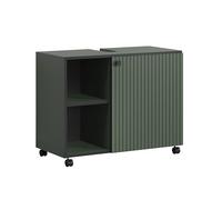 trendteam smart living - PureBliss - Meuble de lavabo sur roulettes - Vert - Meuble de Salle de Bain avec 2 Compartiments Ouverts - 80 x 64 x 42 cm - Armoire de Salle de Bain avec Aspect rainuré -