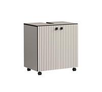 trendteam smart living - PureBliss - Meuble sous-lavabo sur roulettes - Cachemire Gris Clair - 1 étagère - (l x H x P) 60 x 64 x 42 cm - Aspect rainuré - Poignées métalliques élégantes