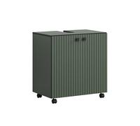 trendteam smart living - PureBliss - Meuble sous-lavabo sur roulettes - Vert - Aspect rainuré - 1 étagère - 60 x 64 x 42 cm - Poignées métalliques élégantes