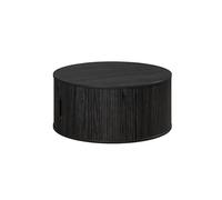 trendteam smart living Ronin - Table Basse - Noire - Table Basse Ronde avec Espace de Rangement - (l x H x P) 80 x 36 x 80 cm - Aspect Bois Noir élégant avec rainures Verticales