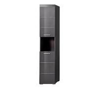 trendteam Smart Living Smart Meuble Haut/Placard Mural de Salle de Bain Amanda, 37 x 190 x 31 cm en Gris/Gris Agave Brillant avec Un Compartiment Ouvert, Beaucoup d'Espace de Rangement
