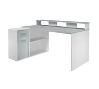 trendteam smart living - Table de Jeu - Bureau - Taille de la Configuration Gamer (LxHxP) 160 x 92 x 115 cm - Couleur Blanc et Gris Clair - 203900703