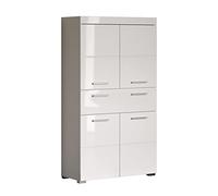 Trendteam Smart Meuble Haut / Placard Mural de Salle de Bain Amanda, 73 x 132 x 31 cm en Blanc / Blanc Brillant avec des Tiroirs et Beaucoup d'Espace de Rangement