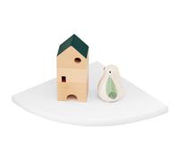 TREOAKWIS Étagère d’Angle Flottante en chêne Rustique avec extrémité Arrondie Petite étagère d'angle Murale Haut-parleurs, Livres, décorations Étagère d’Angle en Bois, chêne, 30cm Rayon