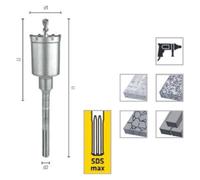Trépan Carbure Haute Durabilité Perçage Lourd - Béton, Pierre et Maçonnerie D. 68 x Lt. 290 x Lu. 170 x Q. mm x Z6 - Diamwood