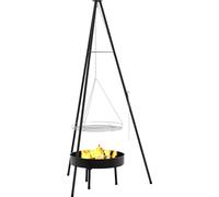 Trépied de Feu de Camp 3 pcs Noir Acier