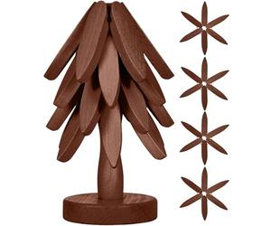 Trépied en bois pour plats, 4 trépieds en bois + 1 trépied vertical en bois de noyer, pour plat chaud, casserole, bol, théière, marmite chaude (marron)