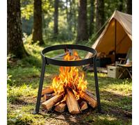 Trépied pliable pour barbecue de camp - Support en fer robuste pour marmite et batterie de cuisine en fonte - Équipement Bushcraft pour barbecue de jardin - Compact - 31,8 cm (style A)