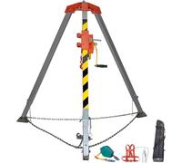 Trépied pour espaces confinés avec Dispositif antichute, treuil autobloquant et Harnais de sécurité - Kit de Secours d'urgence pour la réparation de canalisations et Le n