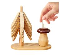 Trépied vertical en noyer, dessous de plat en bois, 5 tapis d'isolation thermique pliables + 1 support + 1 boîte de rangement pour cure-dents pour casseroles/bols/théières/ensembles de casseroles