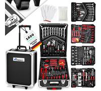 TRESKO 1400 pièces - Mallette à outils anthracite - Boîte à outils - Set de mallettes à outils sur roulettes
