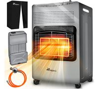 TRESKO® 4200 Watt chauffage à gaz gris incl. régulateur de pression de gaz tuyau de gaz + couvercle | Poêle à gaz poêle à gaz céramique avec 3 niveaux | Chauffage infrarouge à gaz radiant pour bouteil