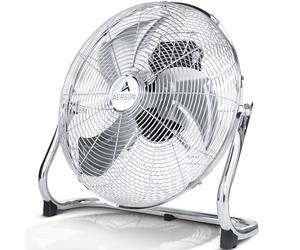 TRESKO AERSON Ventilateur de Sol 40 cm | Ventilateur sur Pied 75W | avec 3 niveaux de puissance | Débit d'air élevé | Construction robuste en métal | Inclinable à 110 degrés
