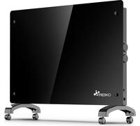TRESKO® Chauffage électrique noir 2000W Convecteur en verre Convecteur mural Chauffage en verre Radiateur salle de bain