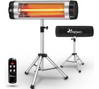 TRESKO Chauffage extérieur Infrarouge 2500W + Télécommande | Radiateur Rayonnant Électrique de Terrase | 3 Niveaux de Chaleur | Hauteur réglable