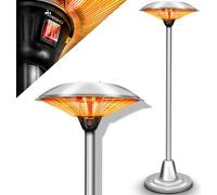TRESKO Chauffage infrarouge 2500W | Champignon chauffant terrasse électrique avec 2 niveaux de chauffage | Chauffage radiant terrasse intérieur & extérieur | Chauffage radiant sur pied avec affichage