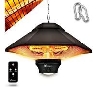TRESKO Chauffage radiant de plafond 1200W Bronze avec télécommande & éclairage LED | Chauffage radiant infrarouge électrique avec 3 niveaux de chauffage | Chauffage radiant de terrasse intérieur & ext