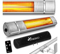 TRESKO Chauffage radiant infrarouge 2000W argent avec télécommande & couvercle | Chauffage radiant terrasse électrique avec 3 niveaux de chauffage | Chauffage radiant terrasse intérieur & extérieur | 