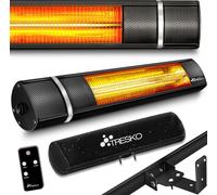 TRESKO Chauffage radiant infrarouge 2000W noir avec télécommande & couvercle | Chauffage radiant terrasse électrique avec 3 niveaux de chauffage | Chauffage radiant terrasse intérieur & extérieur | Ch