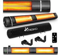 TRESKO Chauffage radiant infrarouge 3000W noir avec télécommande & couvercle | Chauffage radiant terrasse électrique avec 3 niveaux de chauffage | Chauffage radiant terrasse intérieur & extérieur | Ch