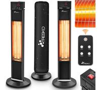 TRESKO Chauffage radiant infrarouge sur pied 2000W avec télécommande & couvercle | Chauffage radiant électrique pour terrasse avec 3 niveaux de chauffage | Chauffage radiant pour terrasse intérieur &