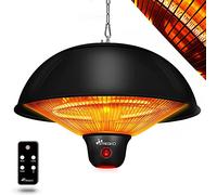 TRESKO Chauffage Radiant Plafond Infrarouge | 1500W + Télécommande + Affichage LED | Radiateur Rayonnant Électrique de Terrase | 3 Niveaux de Chaleur (Noir)