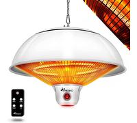 TRESKO Chauffage Radiant Plafond Infrarouge | 1500W + Télécommande + Affichage LED | Radiateur Rayonnant Électrique de Terrase | 3 Niveaux de Chaleur (Blanc)