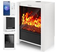 TRESKO® Cheminée électrique 2000W, Maison Intelligente WiFi app & télécommande | Poêle électrique Effet Flamme LED & écran LCD | Foyer électrique avec Thermostat | Chauffage soufflant minuterie