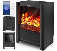 TRESKO® Cheminée électrique 2000W, Maison Intelligente WiFi app & télécommande | Poêle électrique Effet Flamme LED & écran LCD | Foyer électrique avec Thermostat | Chauffage soufflant minuterie