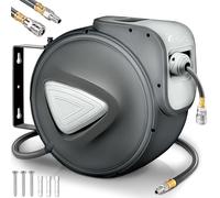 TRESKO® Enrouleur automatique de Tuyau à air comprimé 30m | Connexion 1/4" | Dévidoir Tuyau Automatique Mural, Gris