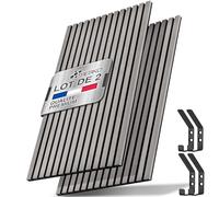 TRESKO Lot de 2 panneaux acoustiques en bois - 120 x 60 cm - Avec 4 crochets à vêtements - Revêtement mural en chêne gris - Pour mur à lamelles 3D - Panneaux en bois pour isolation acoustique