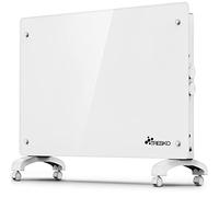 TRESKO® Radiateur Electrique Mobile | Chauffage électrique en verre | Convecteur | radiateur électrique chauffage au sol ou mural (Blanc / 2000 W)