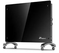 TRESKO® Radiateur Electrique Mobile | Chauffage électrique en verre | Convecteur | radiateur électrique chauffage au sol ou mural (Noir / 1500 W)