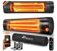TRESKO® Radiateur infrarouge 2500W avec WiFi et télécommande, pour intérieur et extérieur | Radiateur de terrasse avec 3 niveaux de chauffage et indicateur LED | Radiateur infrarouge mural, idéal pour
