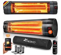TRESKO® Radiateur infrarouge 2500W avec WiFi et télécommande, pour intérieur et extérieur | Radiateur de terrasse avec 3 niveaux de chauffage et indicateur LED | Radiateur infrarouge mural, idéal pour