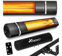 TRESKO Radiateur infrarouge extérieur 2000W | Chauffage radiant terrasse | murale | inclination | télecommande | 3 niveaux | intérieur et extérieur (Noir)