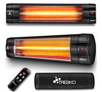 TRESKO Radiateur infrarouge extérieur 2500W | Chauffage radiant terrasse | murale | inclination | télecommande | 3 niveaux | intérieur et extérieur (Noir)