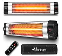 TRESKO Radiateur infrarouge extérieur 2500W | Chauffage radiant terrasse | murale | inclination | télecommande | 3 niveaux | intérieur et extérieur (Argent)
