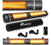 TRESKO Radiateur infrarouge extérieur 3000W | Chauffage radiant terrasse | murale | inclination | télecommande | 3 niveaux | intérieur et extérieur (Noir)