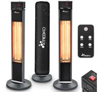 TRESKO Radiateur infrarouge sur pied 2000W | Chauffage radiant électrique pour terrasse | intérieur et extérieur | sol | avec pied et télécommande (Anthracite)