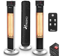 TRESKO Radiateur infrarouge sur pied 2000W | Chauffage radiant électrique pour terrasse | intérieur et extérieur | sol | avec pied et télécommande