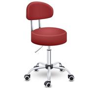 TRESKO Tabouret de Travail à Roulettes avec Dossier - Réglable de 47 à 60 cm | Chaise de Bureau Pivotant Rotatif Cosmétique