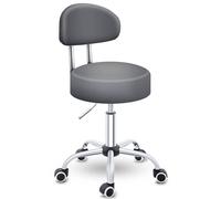 TRESKO Tabouret de Travail à Roulettes Avec Dossier | Réglable de 47 à 60 cm | Chaise de Bureau Pivotante Rotative Pour Cosmétique
