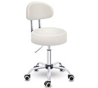 TRESKO Tabouret de Travail avec Dossier Ergonomique | Chaise pivotante réglable en Hauteur de 47 à 60 cm | Siège à roulettes Rotatif Confortable pour Bureau, Salon de beauté, cosmétique et Atelier